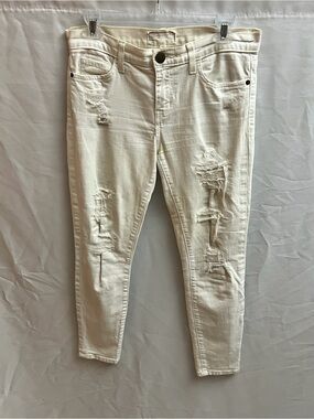 Current/Elliott The Stiletto Dirty White Distressed Skinny Jeans Size 0/25